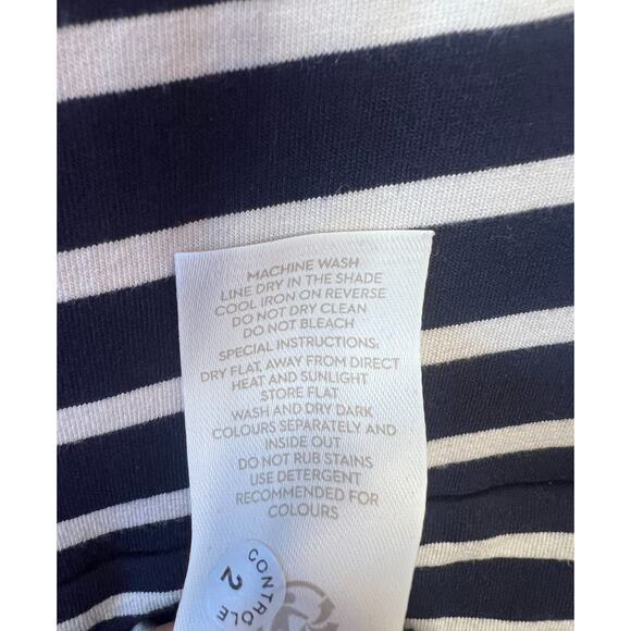 Boden Short Sleeve Dress Navy Blue With White Stripes Size 10R Easy Comfy - Picture 3 of 8